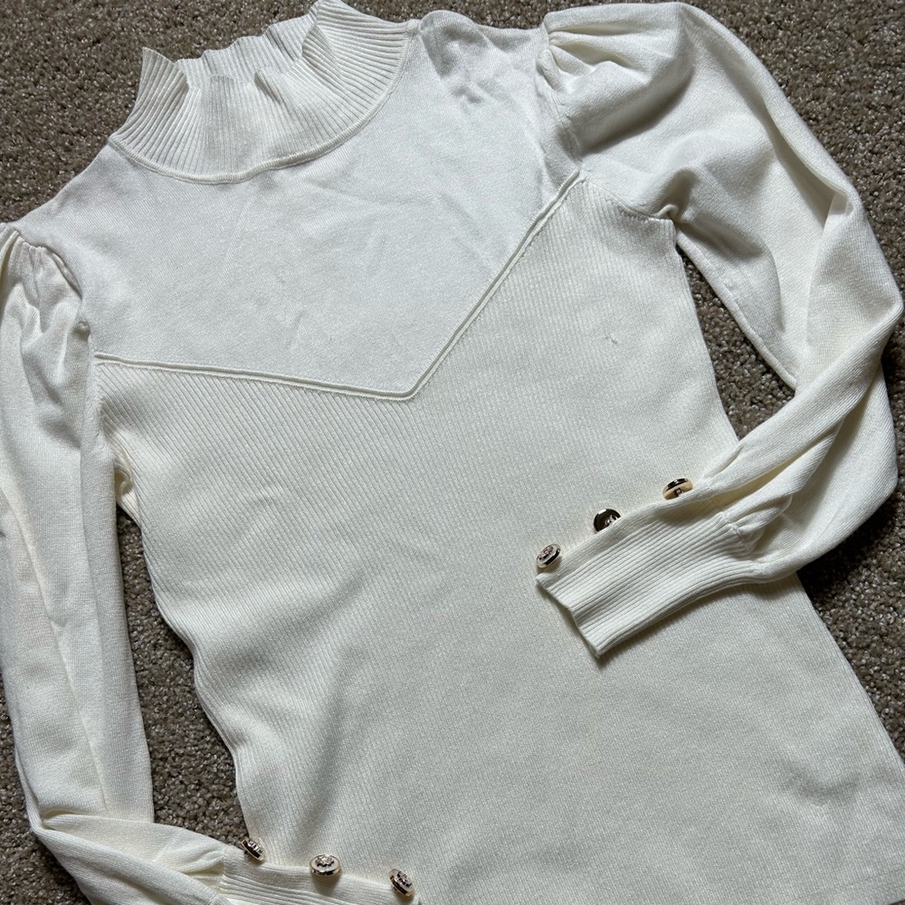 Vine & Love Button Sleeve Sweater Top